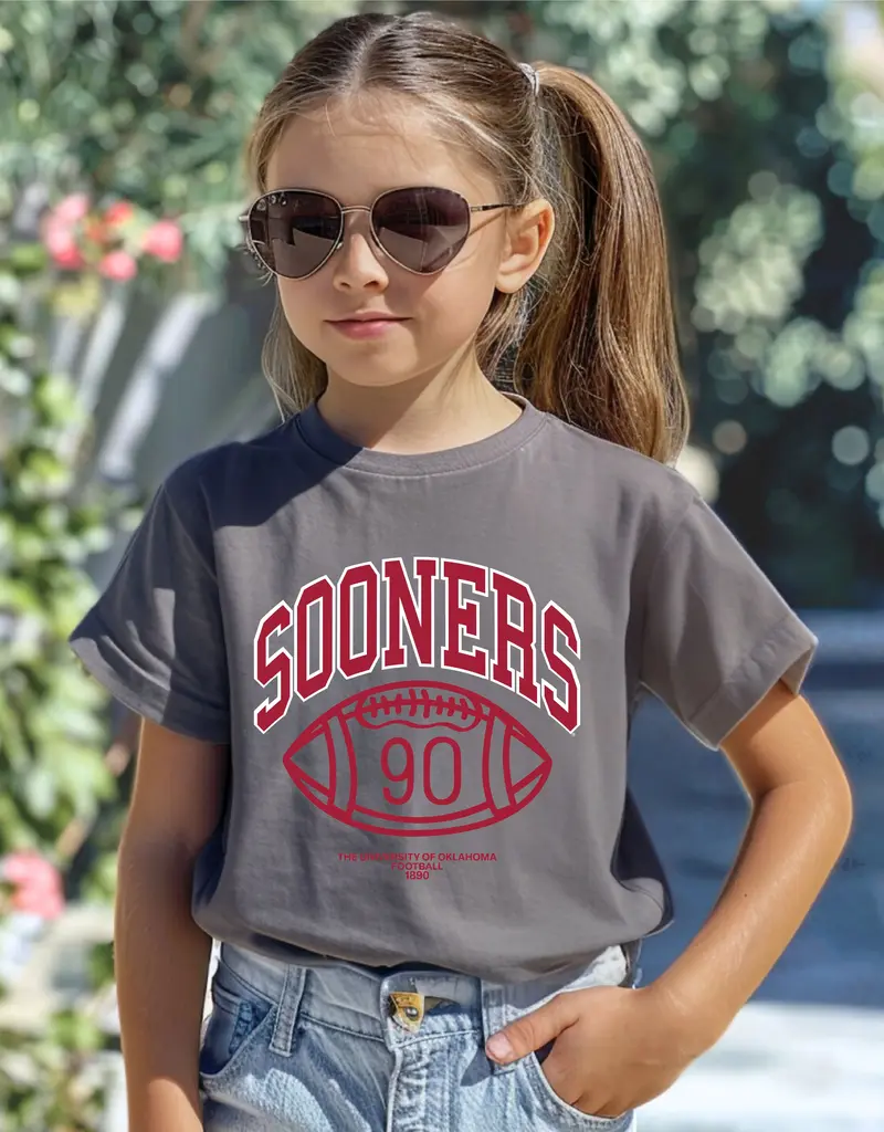 Kids Grey Sooner Football Tee