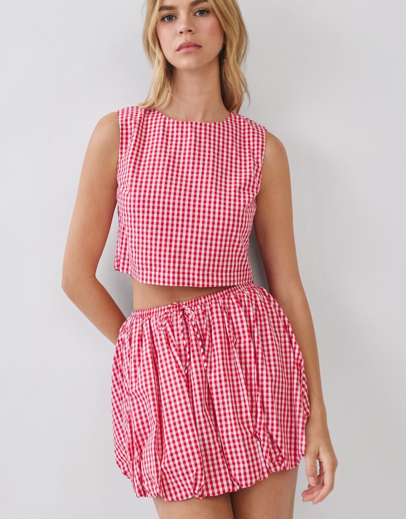 Red Gingham Bubble Skirt