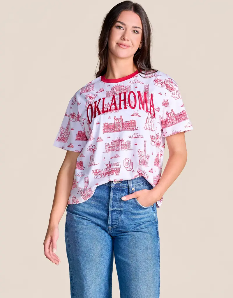 Team Toile Embroidered Tee | Oklahoma