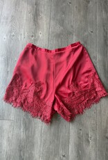 Crimson Satin Lace Shorts