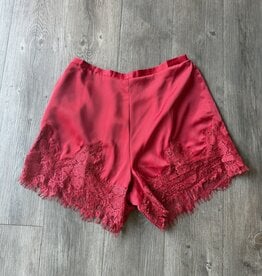 Crimson Satin Lace Shorts