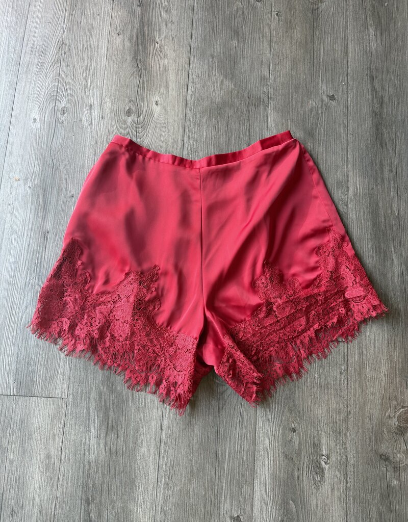 Crimson Satin Lace Shorts