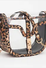 Leapard Saddle Clear Purse