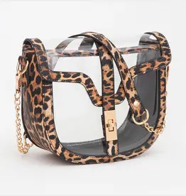 Leapard Saddle Clear Purse