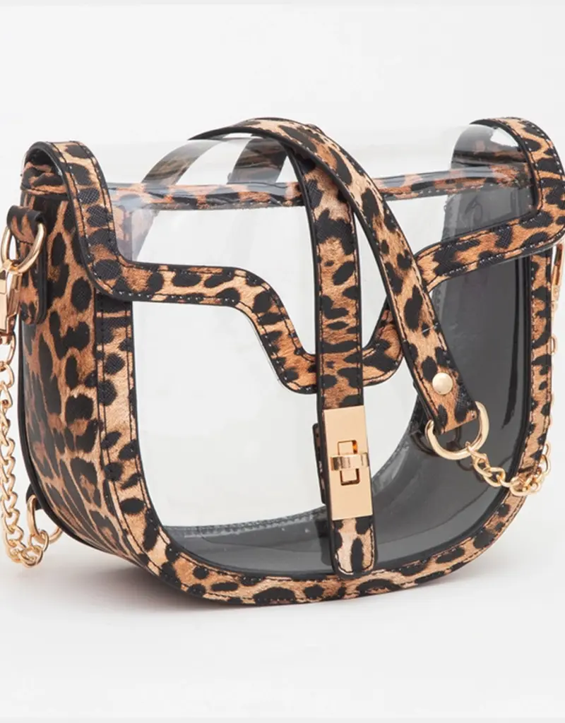 Leapard Saddle Clear Purse