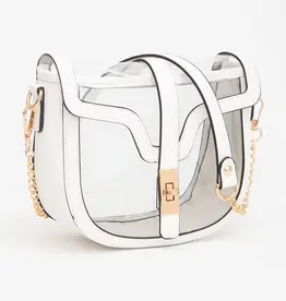 White Saddle Clear Purse