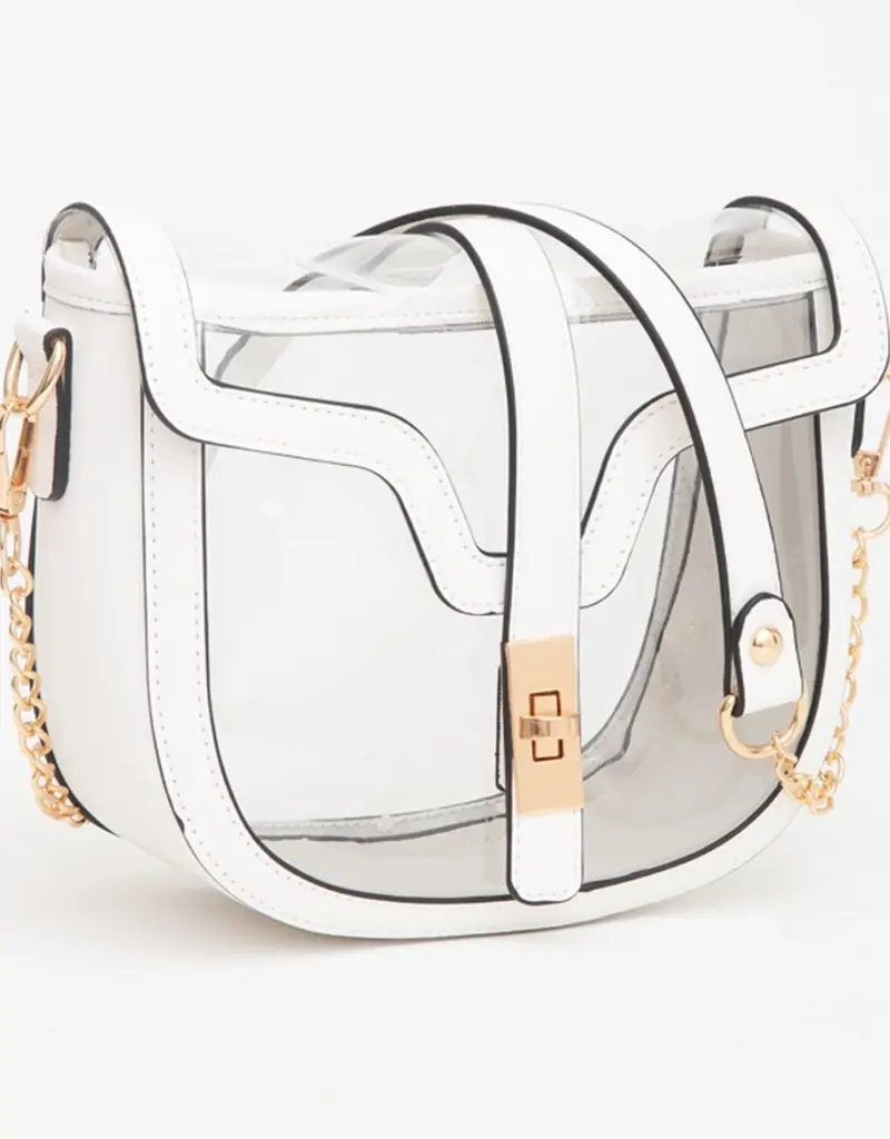 White Saddle Clear Purse