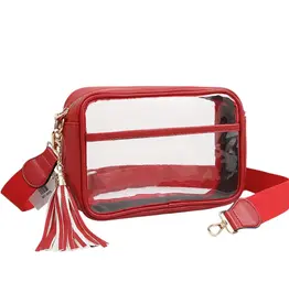 Red Rectangular Clear Purse