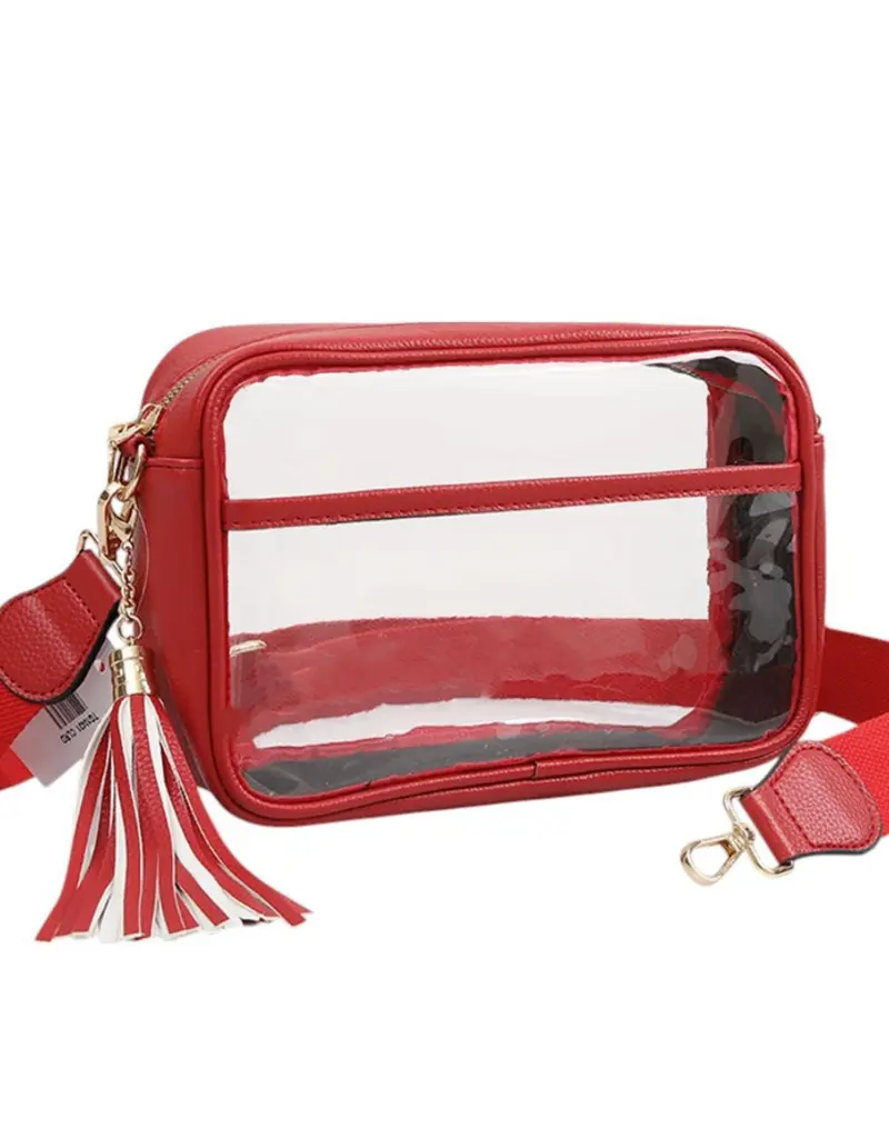 Red Rectangular Clear Purse