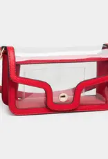 Red Rectangular Shoulder Clear Purse