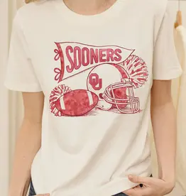OU Sooners Football Pennant Vintage White Ellie Perfect Tee Close Copy link Share