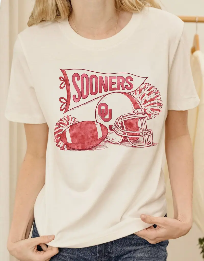 OU Sooners Football Pennant Vintage White Ellie Perfect Tee Close Copy link Share