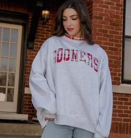 OU  Sooners Plaid Varsity Mockneck