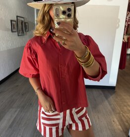 Tomato Puff Sleeve Top