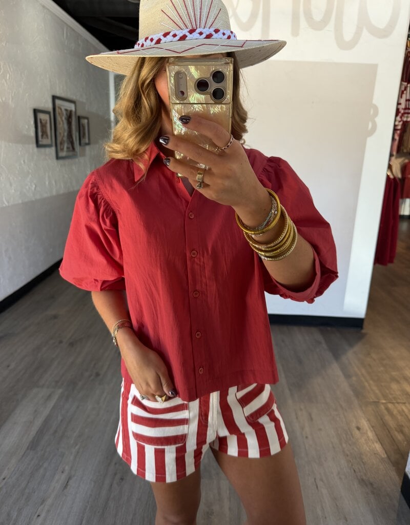 Tomato Puff Sleeve Top