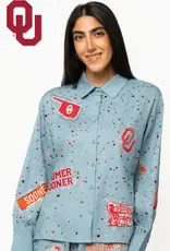 QOS Oklahoma Denim Rhinestone Top