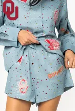 QOS Oklahoma Denim Rhinestone Shorts