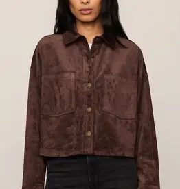 All Day Cropped Suede Jacket Dark Chocolate