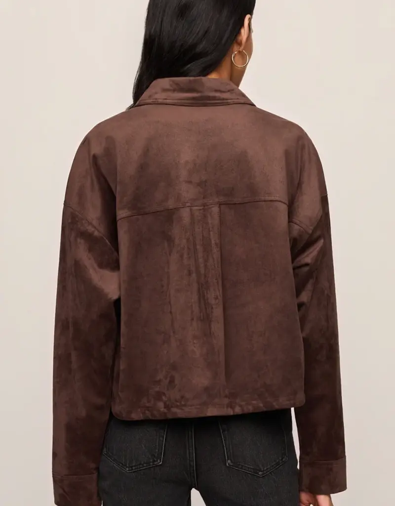 All Day Cropped Suede Jacket Dark Chocolate