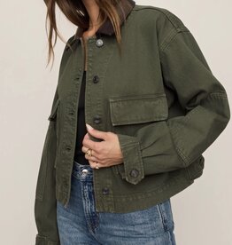 Rey Cropped Chore Jacket Dusk Sage
