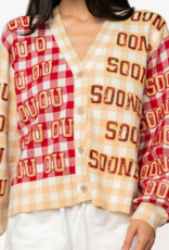 QOS Oklahoma Gingham Sequined Cardigan