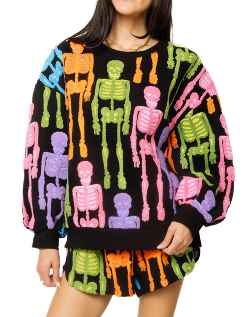 QOS fuzzy skeleton sweater