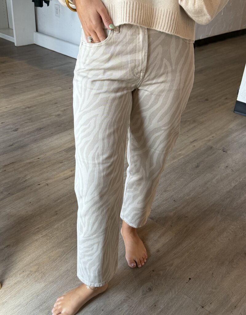 Zebra Print Bowed Ankle Jean