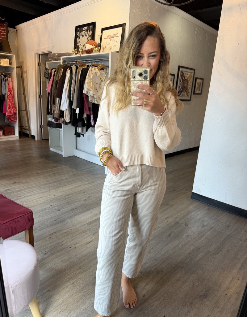 Zebra Print Bowed Ankle Jean
