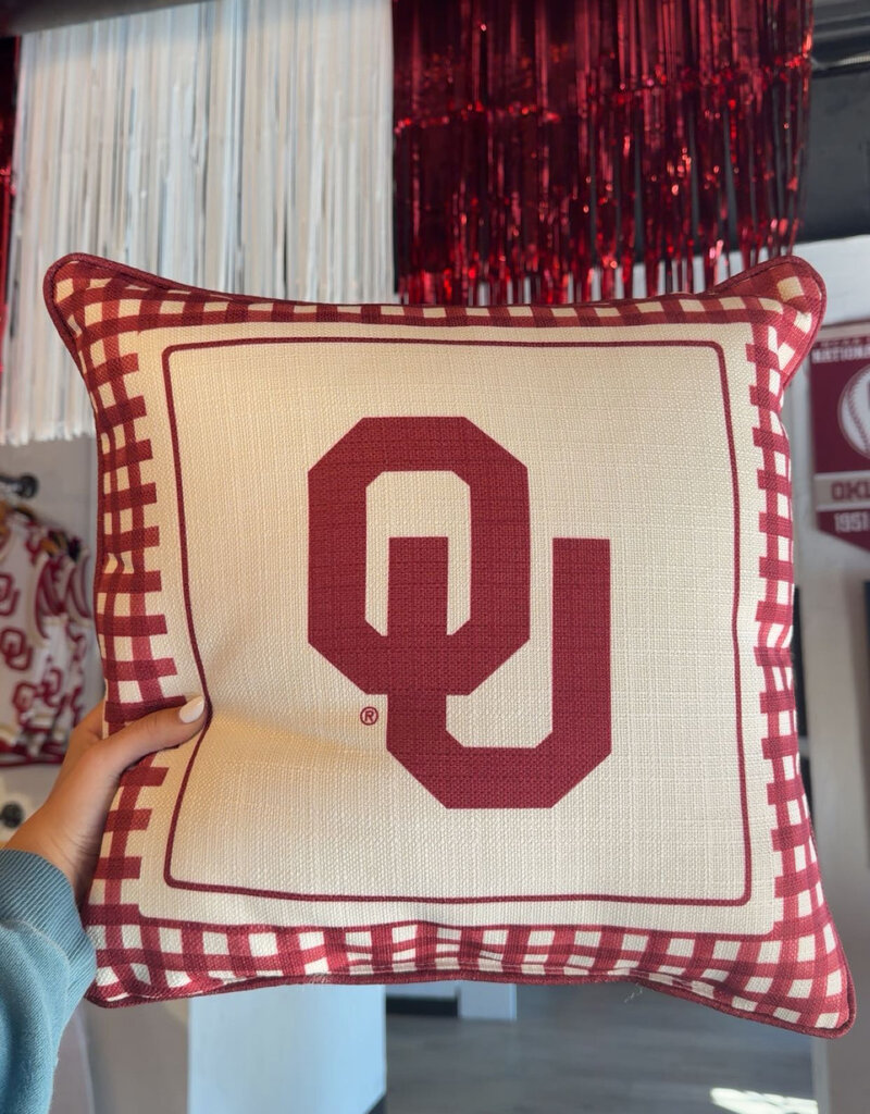 Oklahoma Gingham Mascot Pillow