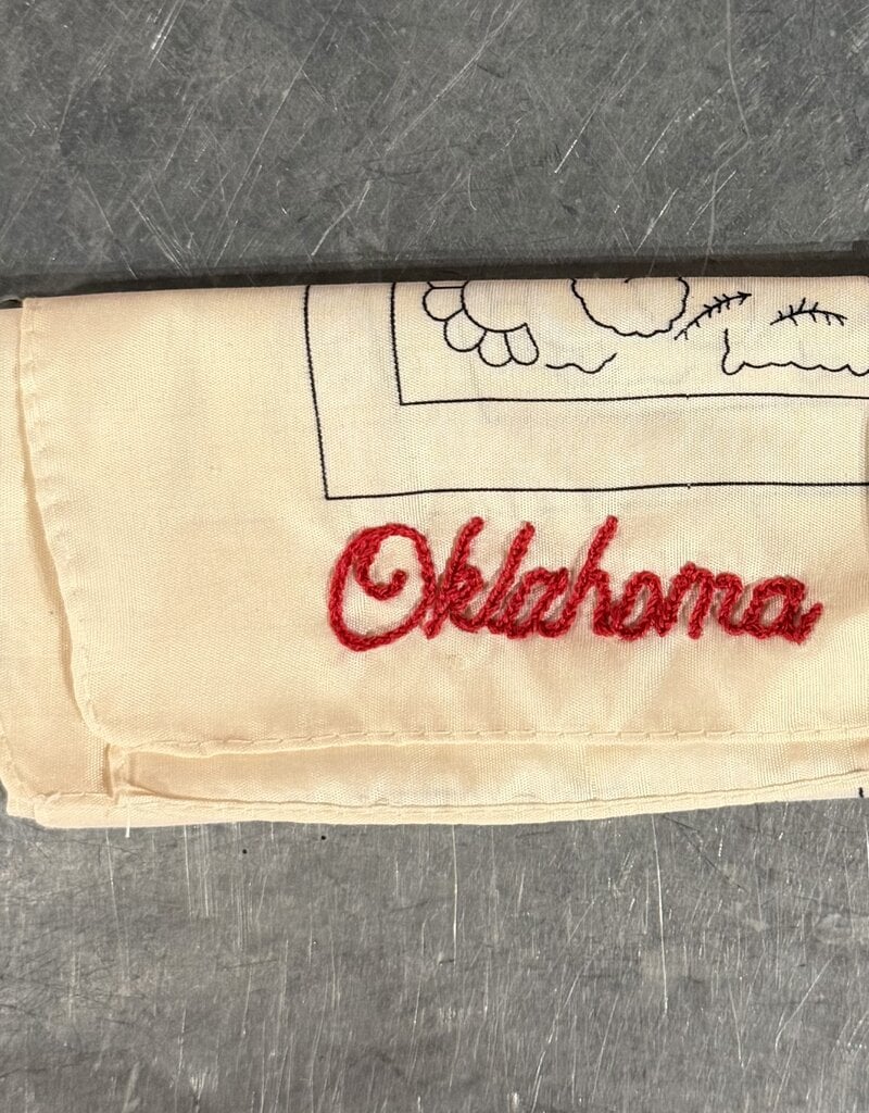 Oklahoma Hand Stitch Cream Bandana