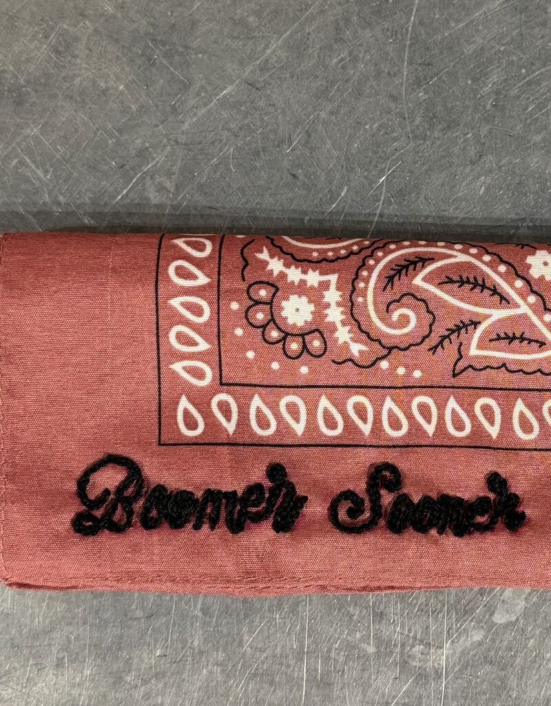 Boomer Sooner Black Stitch Hand Stitched Bandana