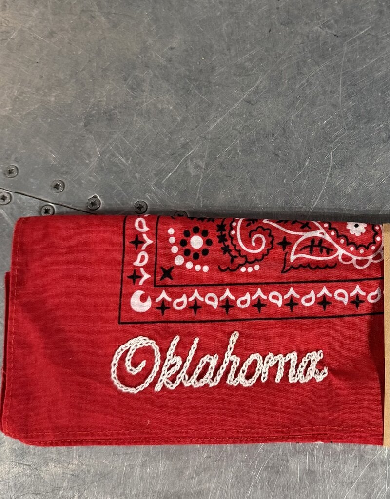 Oklahoma Hand Stitch Red Bandana