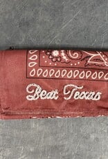 Beat Texas White Hand Stitched Bandana