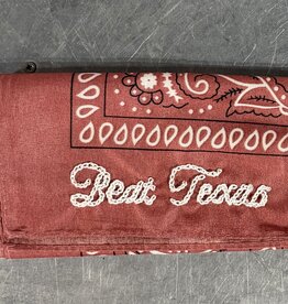 Beat Texas White Hand Stitched Bandana