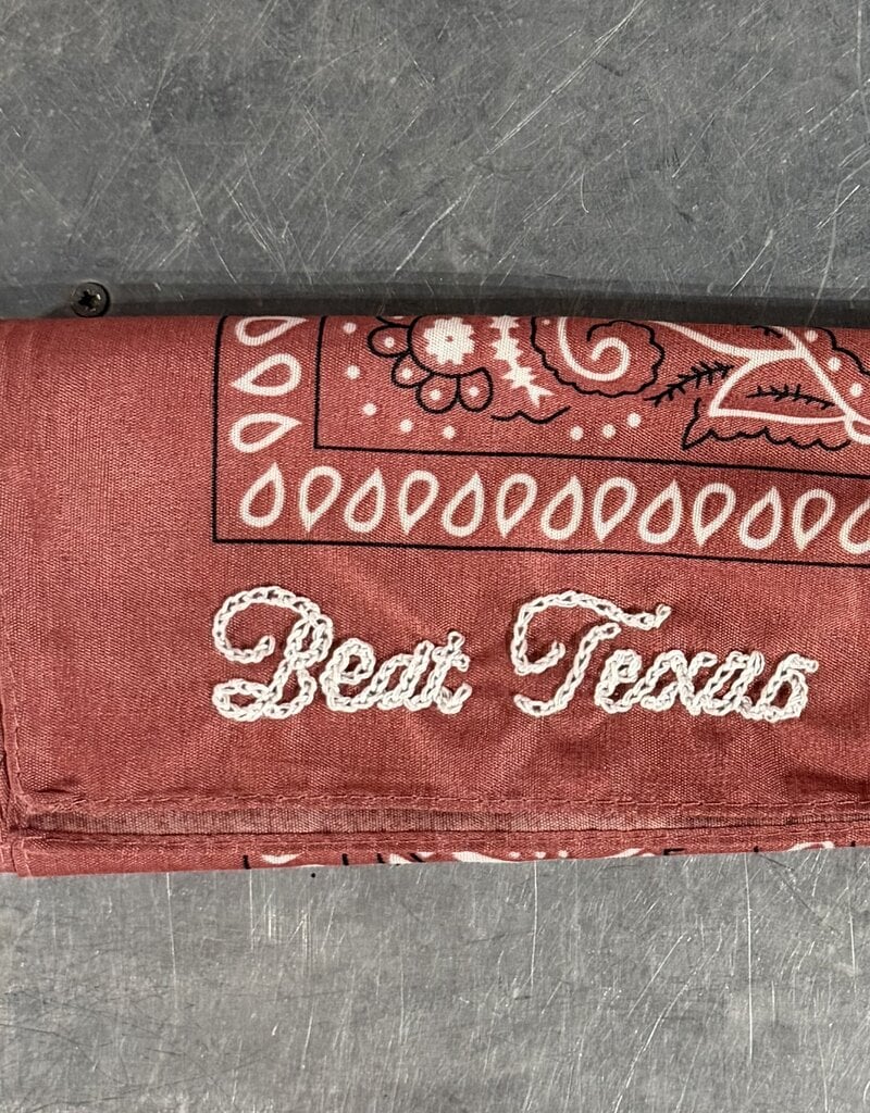Beat Texas White Hand Stitched Bandana