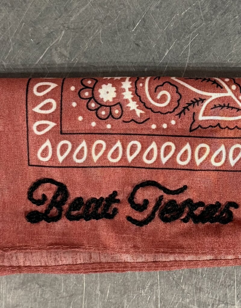 Beat Texas Black  Hand Stitched Bandana