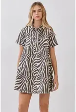 Zebra Collared Button Down Dress