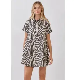 Zebra Collared Button Down Dress
