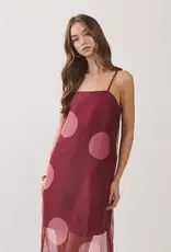 Polka Dot Sheer Overlay Maxi Dress
