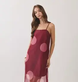 Polka Dot Sheer Overlay Maxi Dress