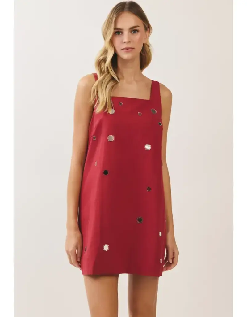 Mirror Embellished Mini Dress