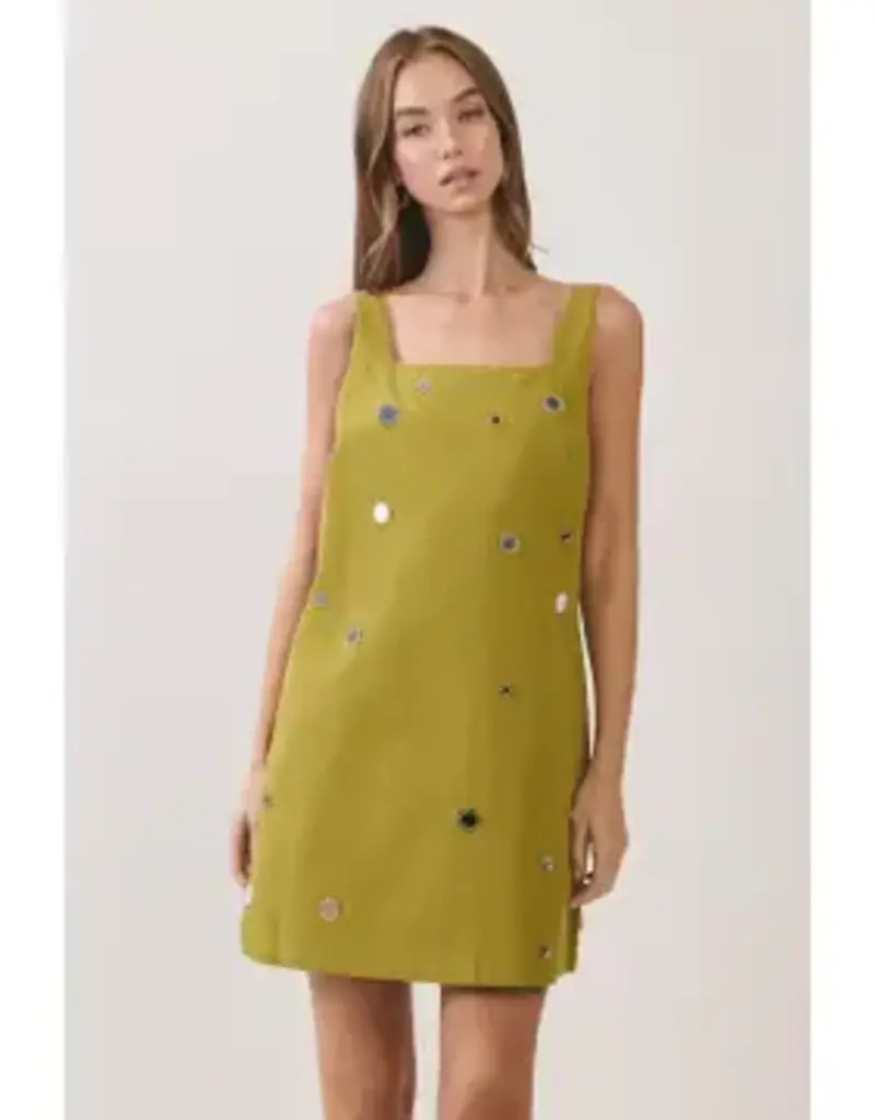 Mirror Embellished Mini Dress