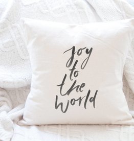 Indigo Tangerine Joy To The World Cotton Canvas Pillow
