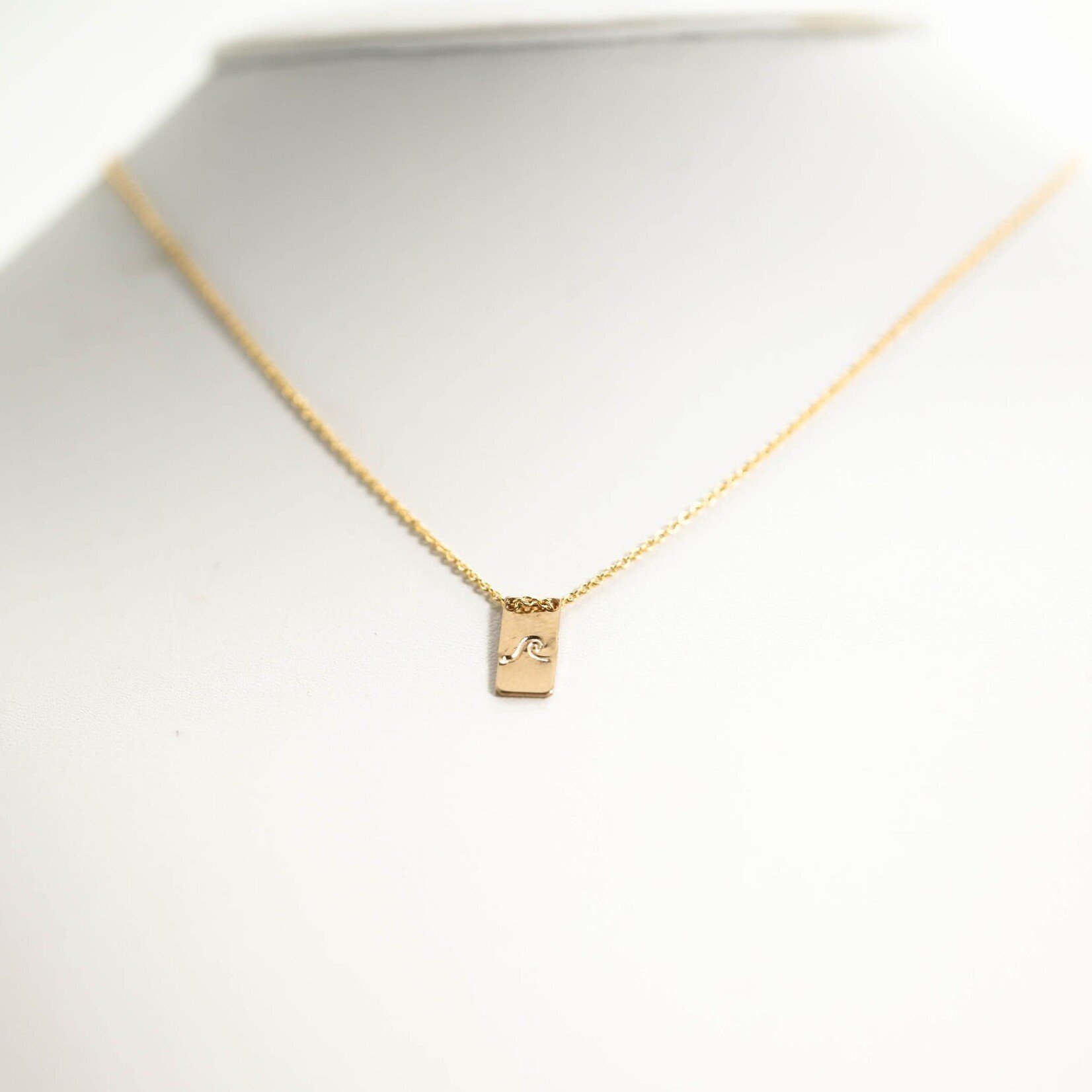 Silver Girl Stamped Drop Necklace Gold Fill