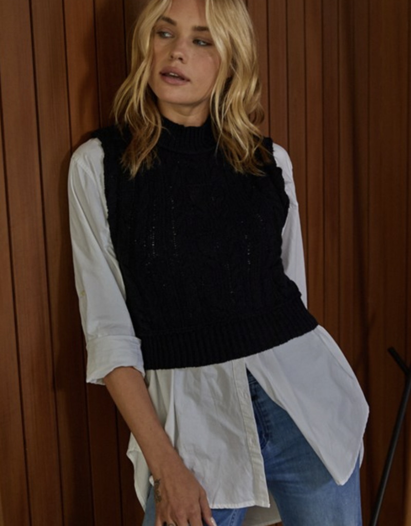 By Together Shannon Crop Cable-Knit Sweater Vest