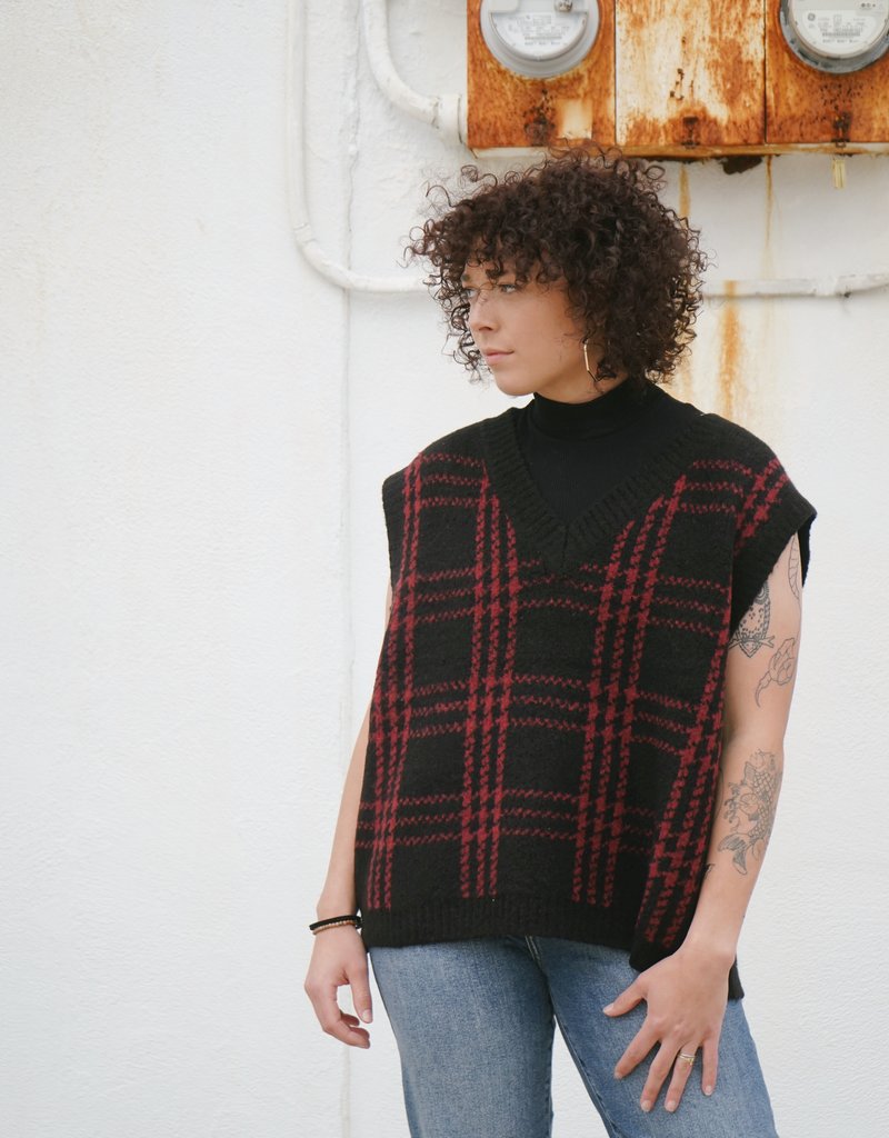 By Together Olivia Oversized Plaid Sweater Vest