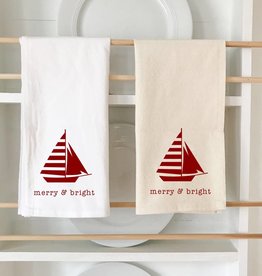 Seagate Studio Christmas Sailboat Tea Towel