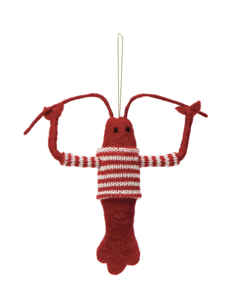 Creative Co Op Wool Felt Lobster Ornament w/ Sweater