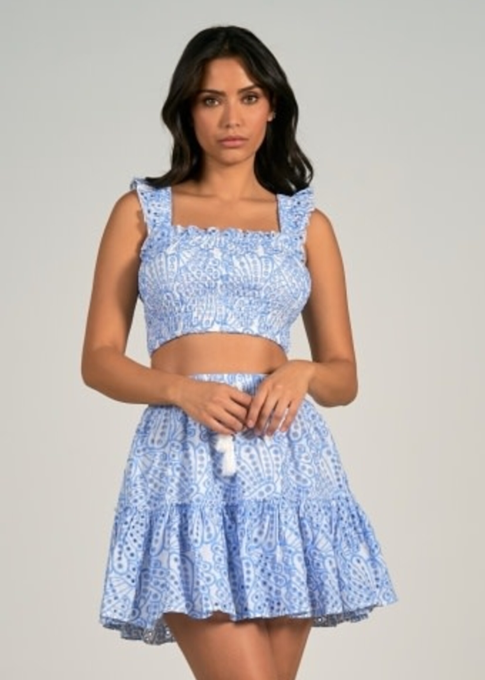 Elan Tiered Patterned Skirt