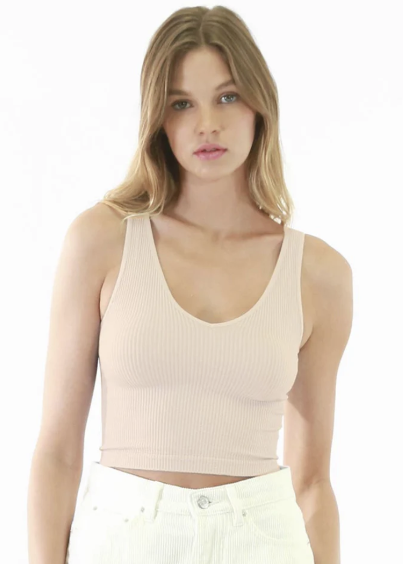 NIKIBIKI V Neck Ribbed Crop Top